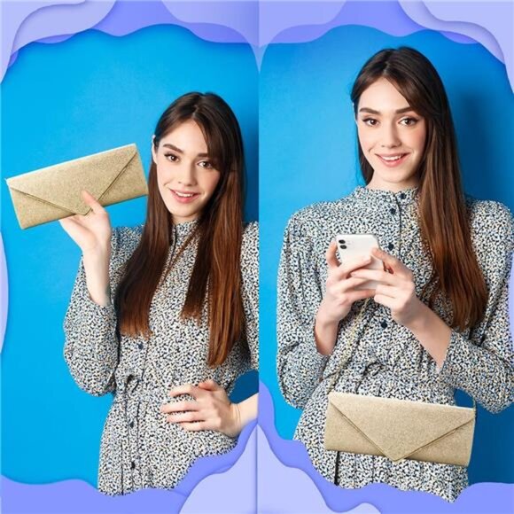 Clutch Purses for Women,Evening Bag Envelope Clutch with Detachable Chain - Picture 6 of 7